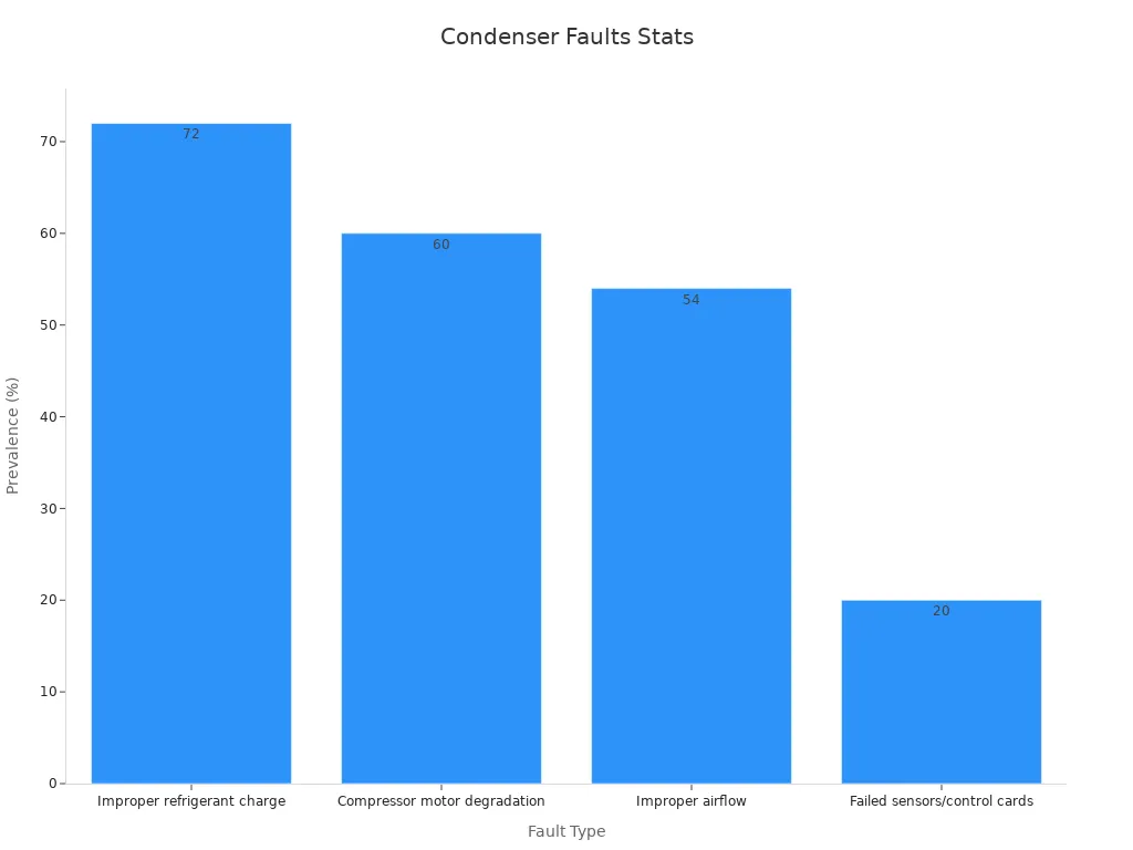 Bar chart showing fault prevalence in condenser refrigeration